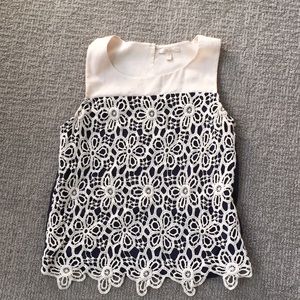 Cream and blue lace top